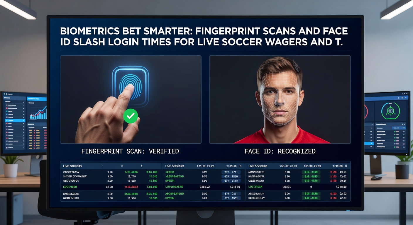 Close-up of a bettor using Face ID on a phone to access racing odds during a live event, with biometric glow and dynamic wager screen
