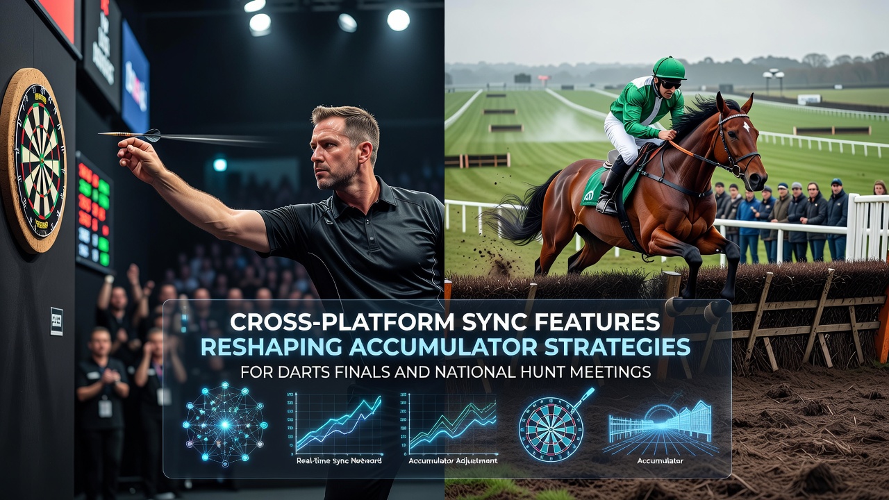Bettors using synchronized apps across devices during a darts final and National Hunt race meeting