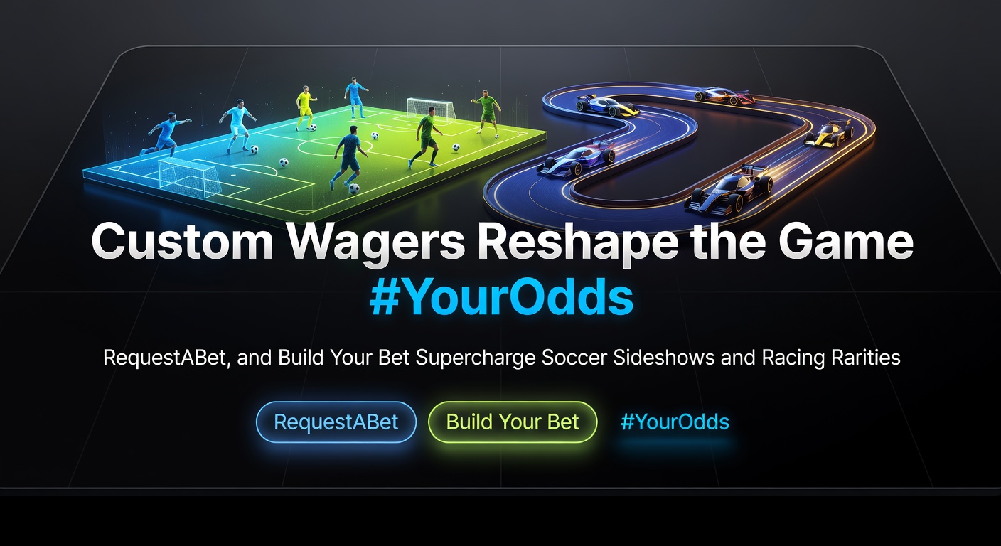 Vibrant digital interface showing custom bet options for a soccer match and horse race, highlighting #YourOdds tweet feature and bet builder tools