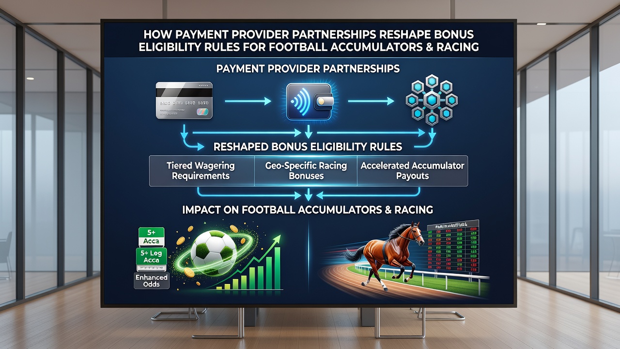 Diagram showing how payment partnerships affect eligibility rules for football accumulators and racing multiples