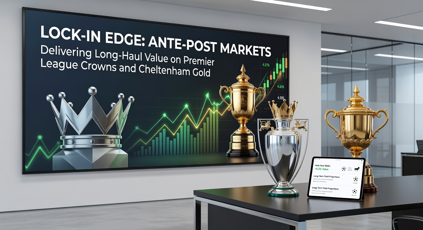 Ante-post betting board displaying early odds for Premier League winner and Cheltenham Gold Cup contenders, highlighting long-term market opportunities