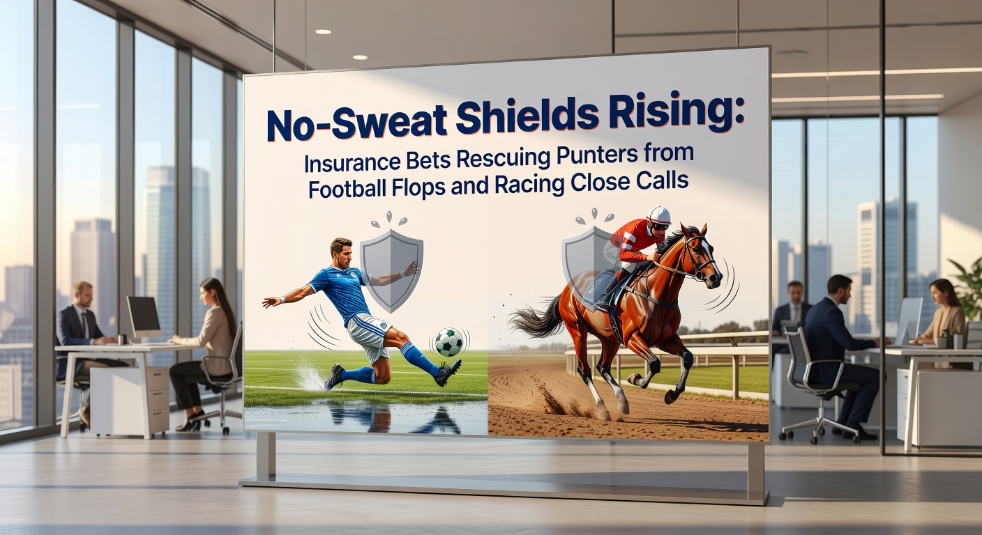 Close-up of a betting interface displaying insurance bet options for a soccer accumulator and horse racing treble