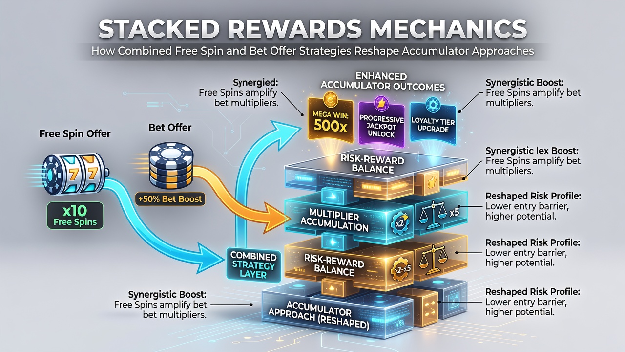Visual breakdown of accumulator bet adjustments using combined free spin and bet credits in UK markets