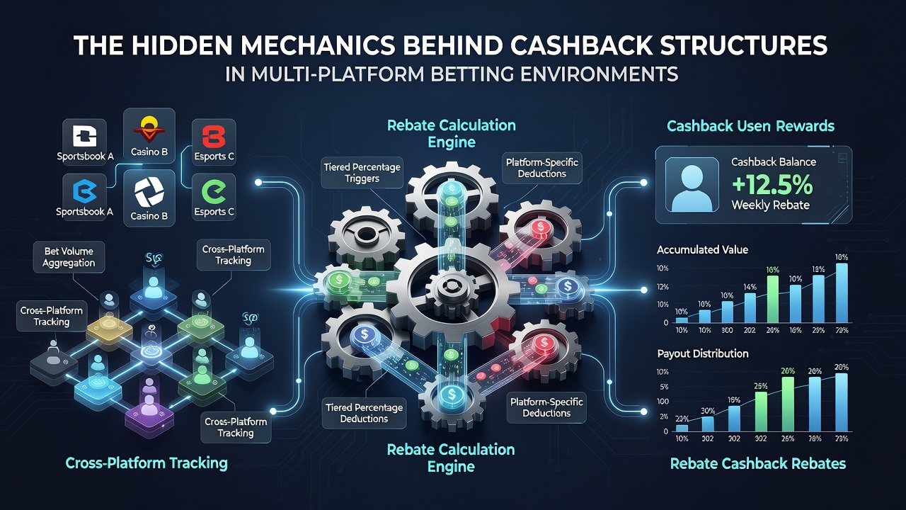 Diagram illustrating cashback calculation algorithms across interconnected betting platforms