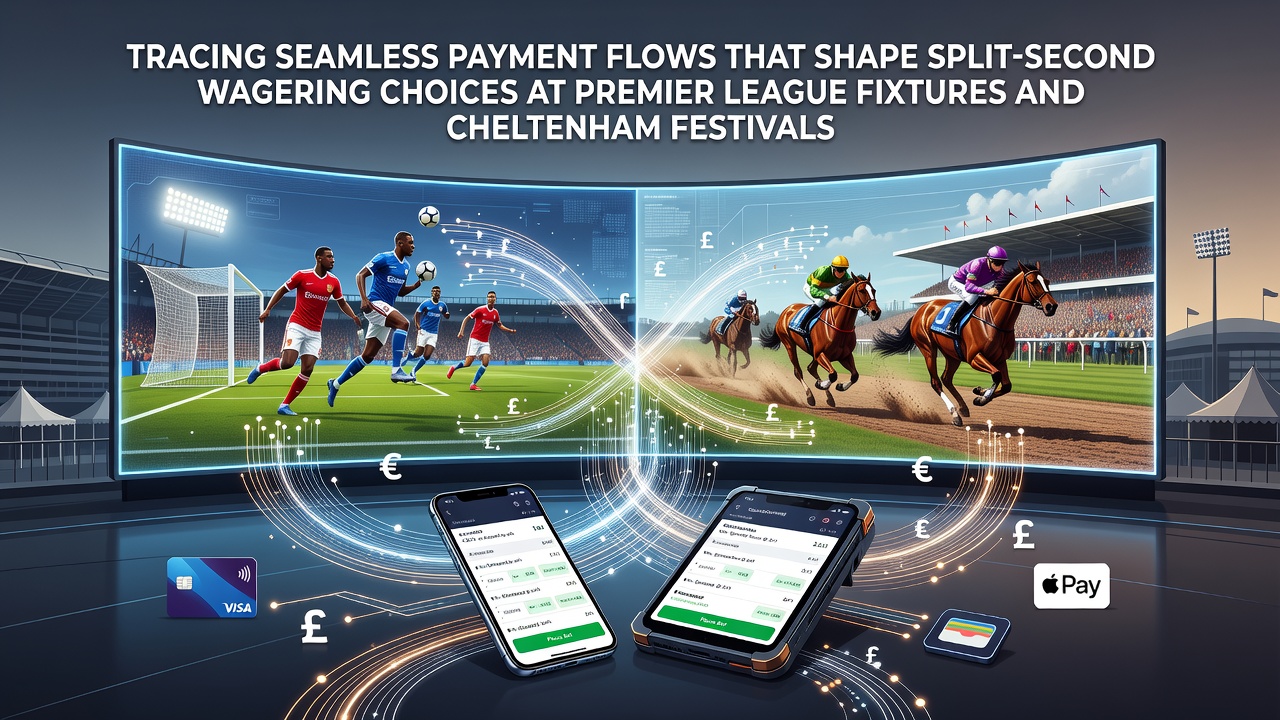 Seamless payment interfaces displayed on mobile screens during live Premier League and Cheltenham Festival events